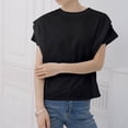 thumbnail image 4 of ZyeKqe Womens Tops Short Ruffle Sleeve Crew Neck Tee Shirts Loose Fitted Lightweight Casual Blouses, 4 of 6