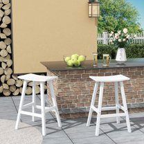 GARDEN 29" Inches Adirondack Plastic Outdoor Bar Stools (Set of 2), White
