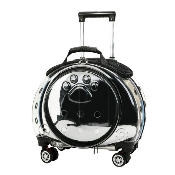 Skymirror Pet Trolley Case Clear Ventilation Holes Silent Wheels Convenient Portable Cats Dogs Backpack for Travel