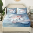 thumbnail image 2 of Erosebridal Sleepy Anime Girl Fitted Sheet Set Queen, Cute Rabbit Bed Set, 3pcs (No Top Sheet), 2 of 6
