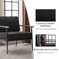 thumbnail image 4 of ODUSE-DAILY Mid Century Modern Accent Chair, Upholstered Chenille Side Corner Armchair, Sling Chair, for Living Room Bedroom Reading, with Metal Frame Wood Arms, Butacas Para Sala (2 Pcs, Black), 4 of 11