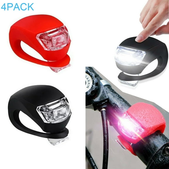 Rongsi Bicycle Silicone LED Light Set - Bike Headlight and Taillight,Waterproof & Safety Road,Mountain Bike Lights,4 Pack(2pcs White and 2pcs Red Light)