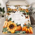 thumbnail image 2 of Manfei Orange Pumpkin Queen Sheet Sets, Rustic Sunflower Bed Sheets Queen, Fall Harvest Bedding Sets Queen Size, Lightweight Room Decorative, 4pcs, 2 of 7