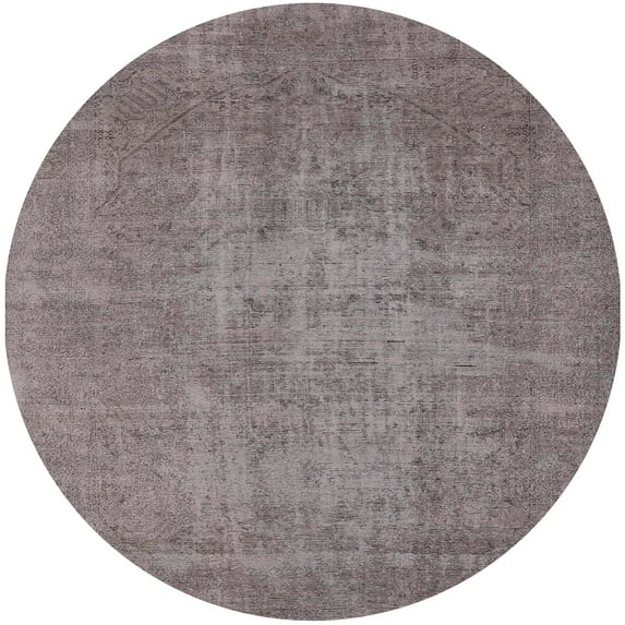 Ahgly Company Indoor Round Mid-Century Modern Puce Purple Oriental Area Rugs, 5' Round