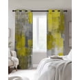 thumbnail image 3 of Yellow Grey Blackout Curtain 63 Inch Length 2 Panels Set, Modern Oil Painted Abstract Art Aesthetics Two-layer Sewing Polyester Fiber Blackout Curtain with Grommet, 52" x 63" x 2, 3 of 9