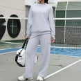 thumbnail image 5 of Womens 2 Piece Outfits Mock Neck Long Sleeve Sweatshirt Sweatshirt Fall Fashion Tracksuit Set Gray 2XL, 5 of 7