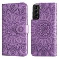 thumbnail image 2 of Dteck for Samsung Galaxy S22 Plus 5G Case with Card Holder,Embossed Flower Pattern Magnetic Leather Flip Kickstand Case Wallet Protective Cover For Samsung Galaxy S22+,Purple, 2 of 6