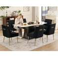 thumbnail image 4 of Mistpeople Velvet Dining Chairs Set of 4,Modern Simple Kitchen Dining Room Chairs,Thickened Upholstery with Gold Metal Legs,Pleated Design Accent Chair with Frosted Carrying Handle (Black), 4 of 6
