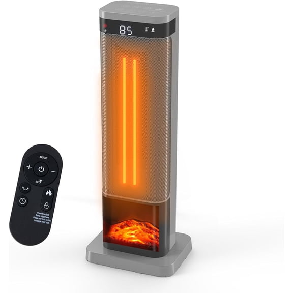 24inch Space Heaters for Indoor Use, Portable Heater with 3 Light Colors, Adjustable Thermostat Remote, Tip-over Protection Up to 95°F, 60°Oscillation
