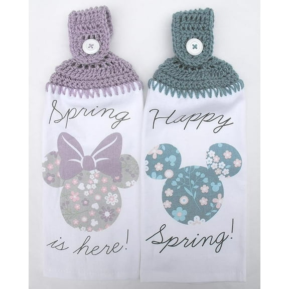 HAPPY SPRING MICK - SPRING IS HERE MINN- CROCHET TOP HANGING KITCHEN TOWELS