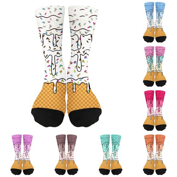 HNMKIU Ice Print Kids Socks Novelty Ankle Socks For Boys Girls Soft Blend Breathable Casual Wear White,7-12 Years