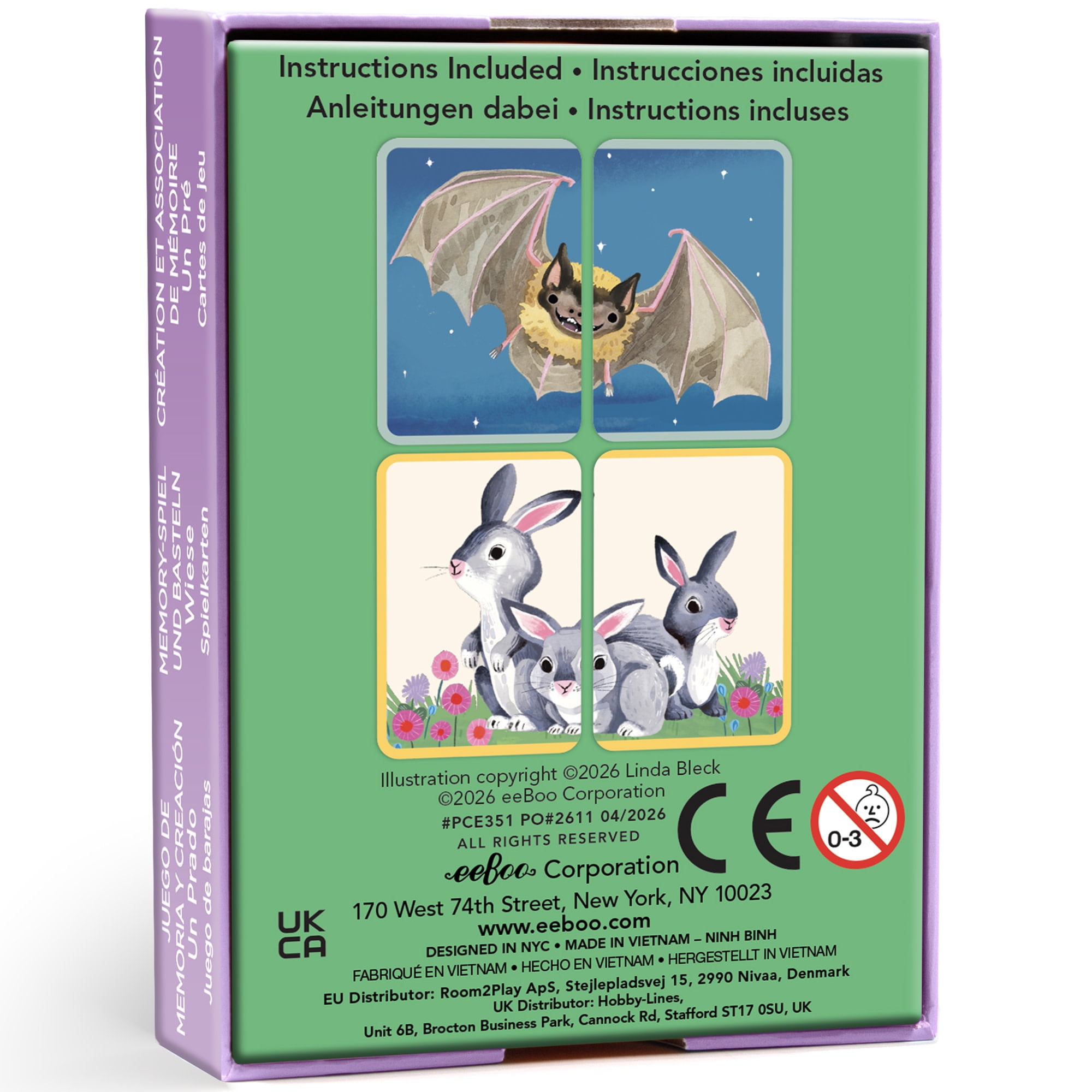 eeBoo Meadow Memory Match & Make Game, Ages 4+ For 1-4 Players - Sharpens Visual Acuity, Concentration, And Memory Skills, 48 Cards, 24 Pairs