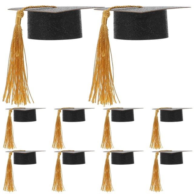 KAKOWELY 15 mini birretes de graduación: mini birretes de graduación para botellas de vino - Tapas de birretes con borlas para decoración de mesas.