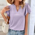 thumbnail image 4 of Birdeem Womens Spring and Summer Gold Lace Stitching V-Neck Solid Color Bottom T-Shirt Hollow Top, 4 of 11