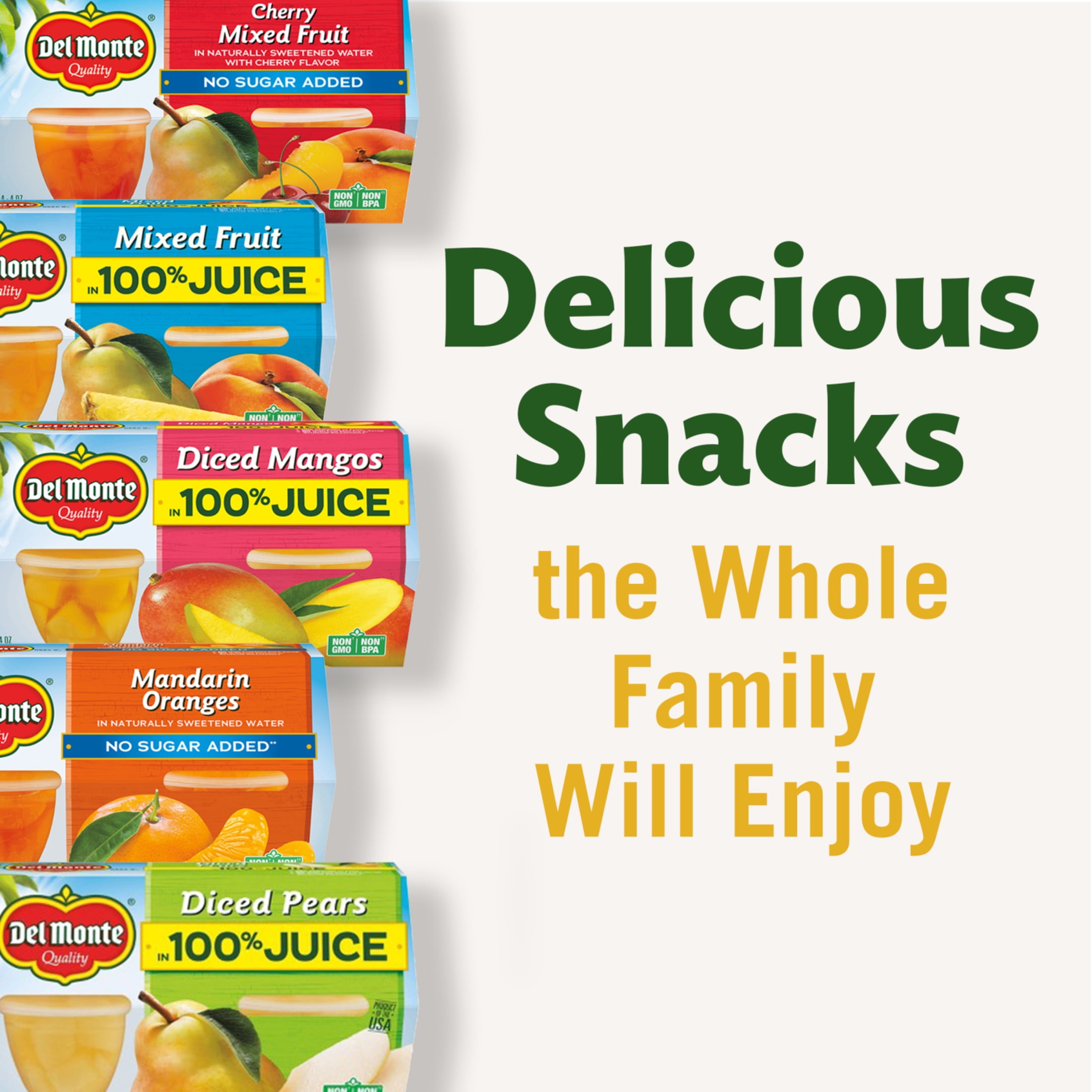 (6 pack) Del Monte No Sugar Added Mandarin Oranges Fruit Cup Snacks, 4 oz Cup (Pack of 4)