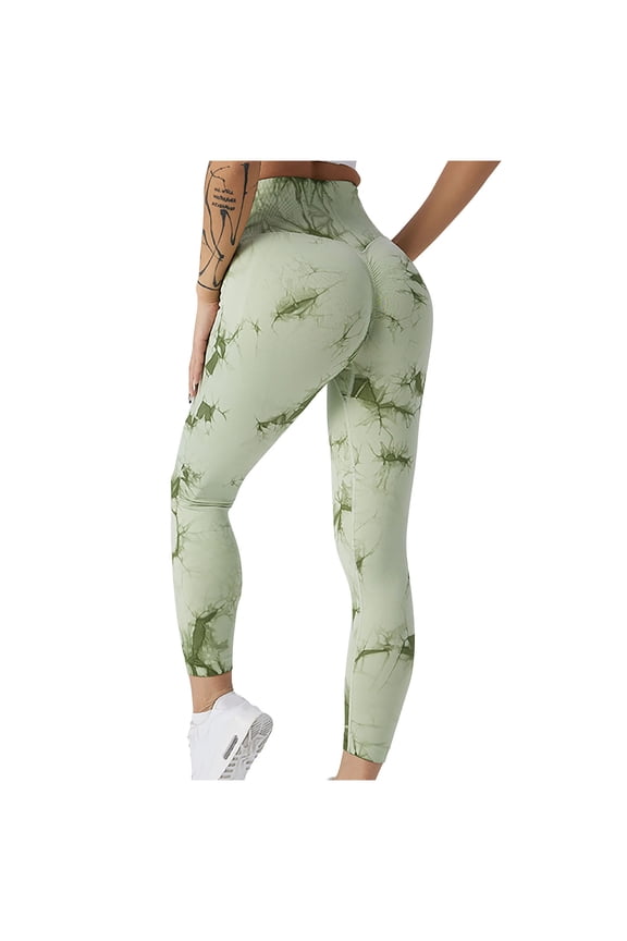 Womens Fashionable Tie Dyed Print Tight Fit High Elastic Yoga Pants Hip Lifting Tummy Control Full Length For Yoga Fitness Gym