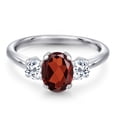 thumbnail image 3 of Gem Stone King 2.16 Ct Oval Red Garnet White Topaz 925 Sterling Silver Ring, 3 of 6