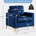 thumbnail image 2 of Dinosisco Accent Armchair for Living Room, Modern Upholstered Club Chair in Navy Blue Velvet, 2 of 6