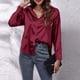 thumbnail image 2 of Blusa de satén y seda con botones para mujer: camisa de oficina holgada de manga larga y cuello en V, prenda versátil para todas las estaciones, ideal para el trabajo y para looks informales., 2 of 7