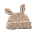 thumbnail image 1 of Gorro holgado de dibujos animados para mujer, gorro de invierno cálido con orejas de conejo, ligero y suave. caqui, 1 of 7
