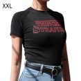 thumbnail image 1 of Camiseta de mujer, corta, delgada, cuello redondo, top corto con letras impresas, negro, XXL Jumpingount AP001464-08B, 1 of 7