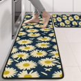 thumbnail image 2 of Kitchen Rugs Sets Of 2,Darkblue Daisy Flower Yellow Centers Pattern Anti Fatigue Kitchen Mat Rugs Non Slip Washable,Decorative Kitchen Floor Mats for Kitchen,Sink,Laundry,17"x47"+17"x47", 2 of 5