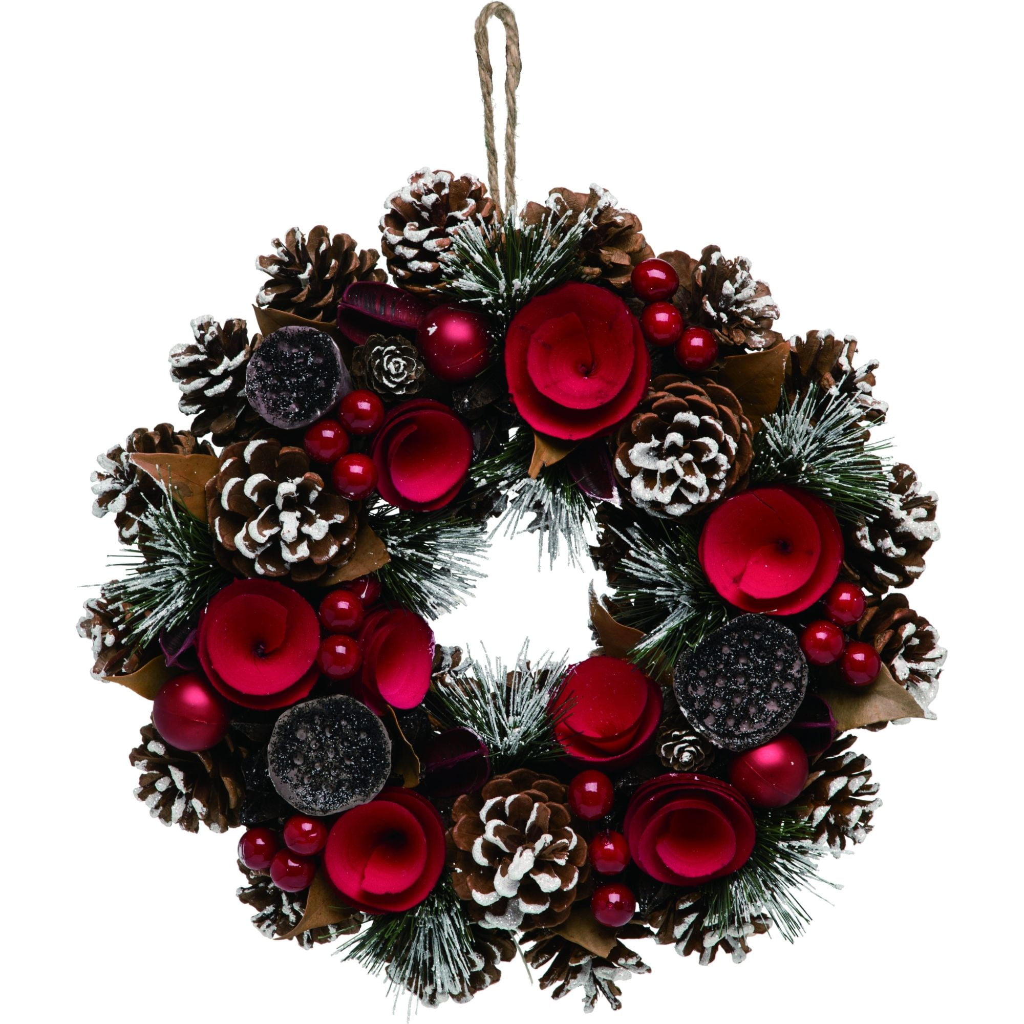 Pine cone and Berries Artificial Christmas Wreath - 12-Inch, Unlit