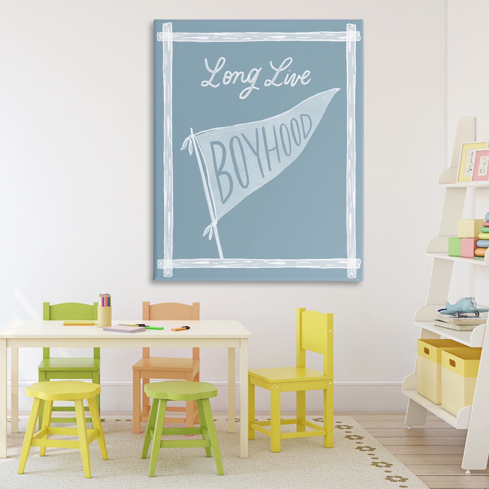 Stupell Industries Long Live Boyhood with Border Canvas Wall Art, design by Cherrywood Lane