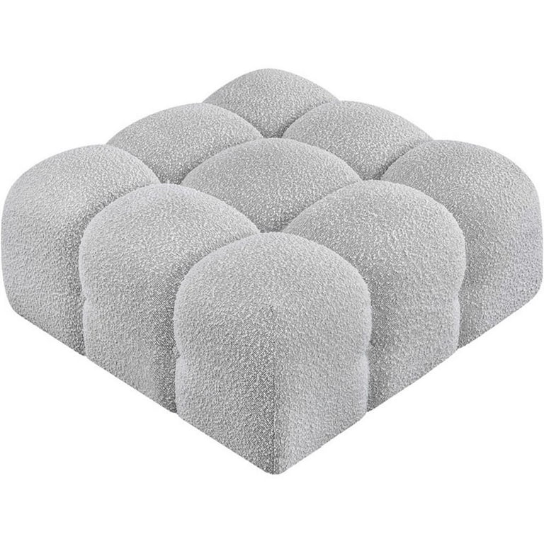 Meridian Furniture Monroe Faux Leather Ottoman | Stool - Silver Meridian Furniture Monroe Faux Leather Ottoman | Stool - Silver