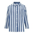 thumbnail image 3 of zbxnLI Womens Cotton Linen Shirts Striped Button down Shirts Long Sleeve Collared Lightweight Blouse Tops, 3 of 5