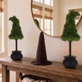 thumbnail image 2 of My Texas House Halloween Moss Witch Hat Topiary in Cauldron, Green and Black, 20", 2 of 5