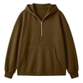 thumbnail image 4 of CHGBMOK Half Zip Hoodies for Women Long Sleeve Drop Shoulder Sweatshirt Loose Casual Pullover with Pocket, 4 of 6