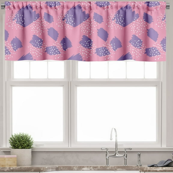 Ambesonne Abstract Valance Pack of 2, Random Paintbrush Hits, 54"X18", Pastel Pink Blue Violet