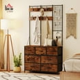 thumbnail image 2 of HOMCOM 4-In-1 Hall Tree with 7 Drawer Fabric Dresser Coat Rack Rustic Brown, 2 of 10