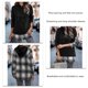 thumbnail image 5 of Mujeres Sudaderas cordón Plaid empalme gota hombro manga casual pullover Top para las mujeres Otoño Invierno negro XL, 5 of 6