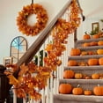 thumbnail image 6 of Btomtd 175cm Faux Maple Leaf Rattan Garland Harvest Festival Decor Vines for Stair Garden Home Door Window Wall Halloween Thanksgiving, B, 6 of 9