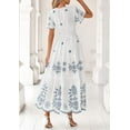 thumbnail image 5 of PRETTYGARDEN Boho Dresses for Women Summer Spring Casual Floral Short Sleeve V Neck Maxi Elastic Waist Dress Pockets, 5 of 10