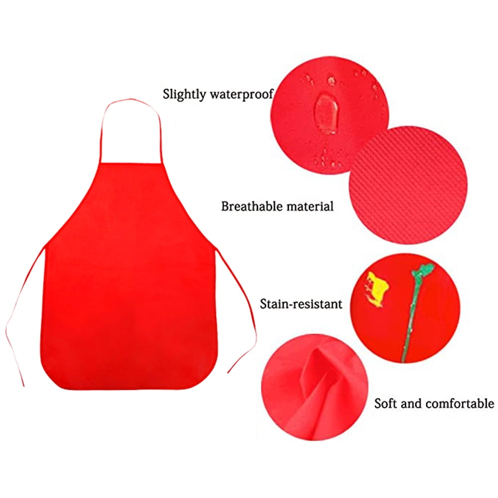 Toptie 12 Pack Non-woven Fabric Children Kids Apron for Classroom, Kitchen, Community Event, Handcrafts & Art Painting-Assorted-M
