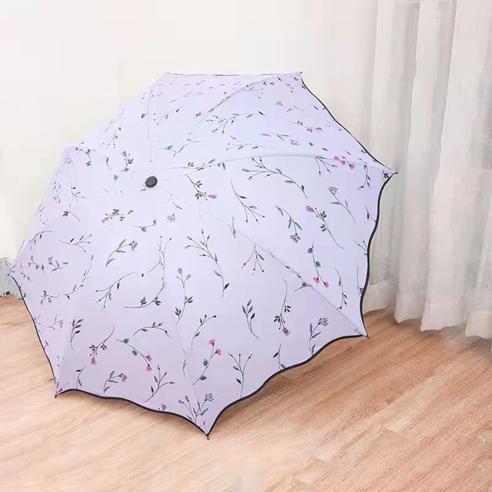 Yhmxh Foldable Umbrellas, 2 in 1 Sun Blocking and Rain Umbrellas, Windproof Umbrella Compact Folding Travel Umbrella, Light Portable Car Umbrella for Rain (Purple)