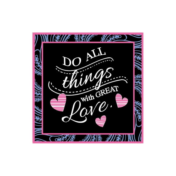 Do Things With Love Pink Hearts Scroll 12 x 12 Wood Wall Sign Plaque