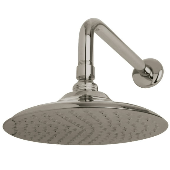 Kingston Brass K136A8CK Victorian 7-3/4 Inch Round Raindrop Brass Shower Head with 12-Inch Shower Arm in Brushed Nickel