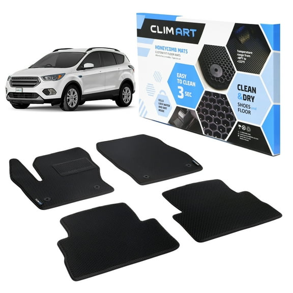 CLIM ART All-Weather Car Floor Mats Compatible with Ford Escape 2013-2019, Custom-Fit Heavy-Duty Floor Liners for Cars & SUVs, Car Accessories for Men & Women, Black - FL011513026