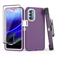 thumbnail image 1 of TASHHAR Moto G Stylus 5G 2022 Case with Screen Protector and Belt Clip Holster Military Grade Heavy Duty Protection Shockproof Armor Rugged Durable for Motorola G Stylus 5G 2022 Phone - Purple+White, 1 of 7