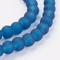 thumbnail image 3 of 20strands Transparent Glass Bead Strands Frosted Round Marine Blue 6mm Hole: 1.3~1.6mm about 140pcs/strand 31.4 inch, 3 of 3
