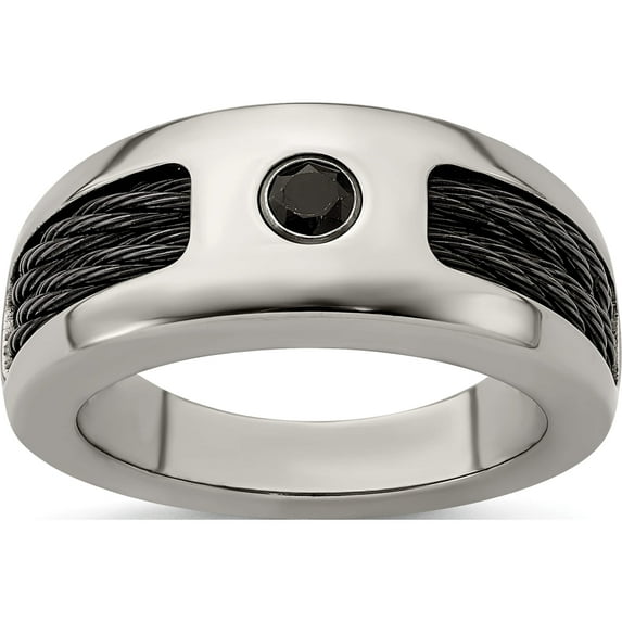 Titanium Cable & Spinel w/Sterling Silver Bezel 8mm Band