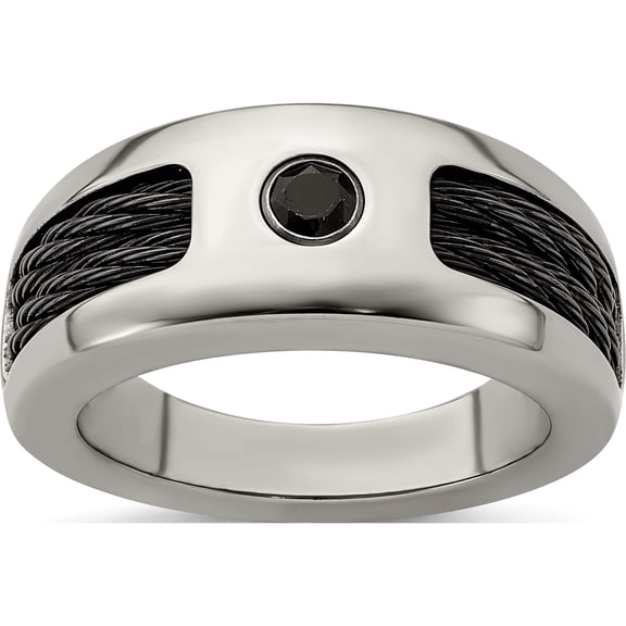 Titanium Cable & Spinel w/Sterling Silver Bezel 8mm Band