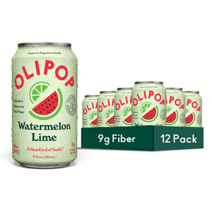 Olipop Watermelon Lime Prebiotic Soda, 12 fl oz, 12 Pack