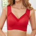 thumbnail image 4 of YWDJ Bras for Women Plus Size Push up Closure in Back Lounge Bras Wirefree Comfortable Bras Wide Strap Full Coverage Wrap Bras Padded Plus Size Comfort Bras Solid Sleep Bras Red 5XL, 4 of 5