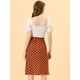 thumbnail image 4 of INSPIRE CHIC Falda midi vintage de cintura alta elástica con cinturón para mujer Naranja-Lunares S, 4 of 5