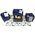 thumbnail image 2 of Costway 4 PCS Patio Rattan Furniture Set Cushioned Sofa Chair Coffee Table Blue, 2 of 10